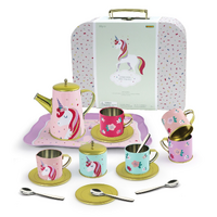 Deluxe Unicorn Tin Tea Set in Suitcase - 18 Pieces