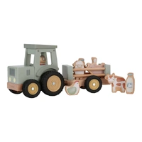 Little Dutch - Little Farm Tractor with Trailer Wooden Baby Toy