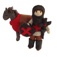 Papoose Toys - Felt Knight and Horse - Red