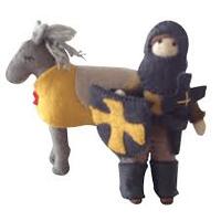 Papoose Toys - Felt Knight and Horse - Yellow