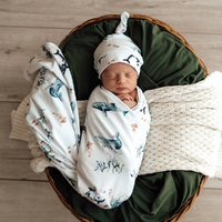 Snuggle Hunny - Ocean Jersey Wrap & Beanie Set