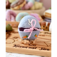 Tara Treasures - Felt Egg Cover Purple with Bunny Motif