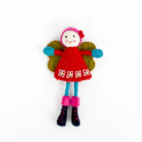 Tara Treasures - Felt Fairy Red Dress, Blue Boots