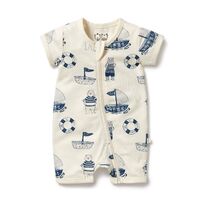 Wilson + Frenchy - Nautical Bear Organic Boyleg Zipsuit