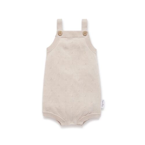 Aster & Oak - Oatmeal Pointelle Knit Romper [Size: 0 - 3 Months]