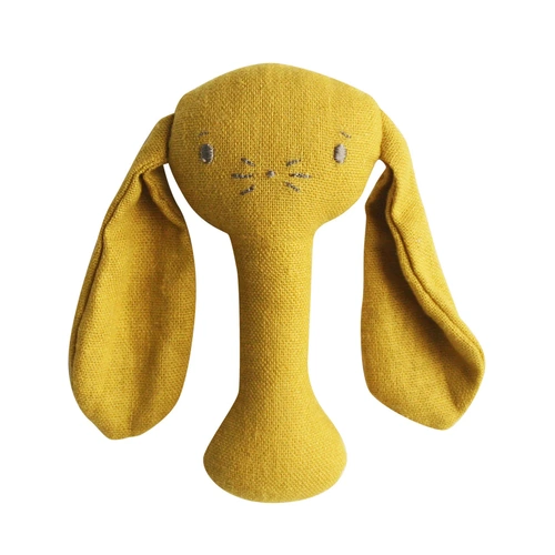 Alimrose - Bobby Bunny Stick Rattle Butterscotch Linen