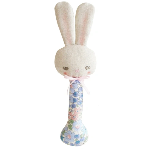 Alimrose - Baby Bunny Stick Rattle Liberty Blue