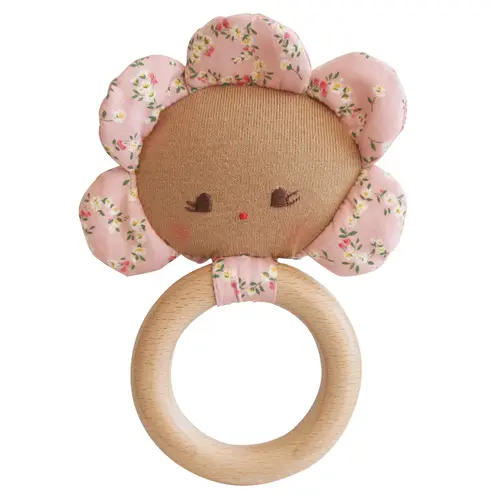 Alimrose - Flower Baby Teether Rattle Posy Heart