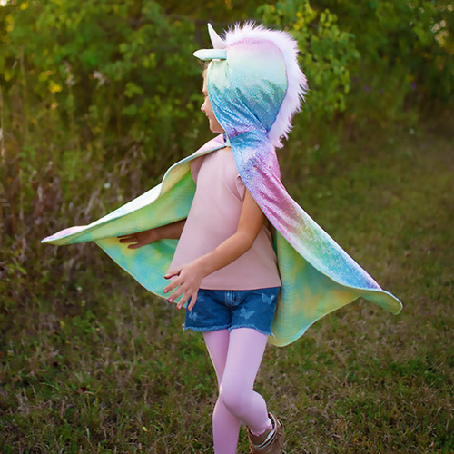 Great Pretenders - Rainbow Reversible Unicorn/ Dragon Cape Size4-6 Years