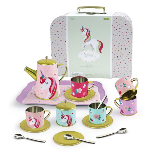 Deluxe Unicorn Tin Tea Set in Suitcase - 18 Pieces