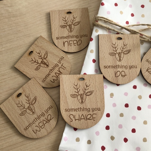 Little Dream Collection - Reindeer Wooden Christmas Tags Set of 4