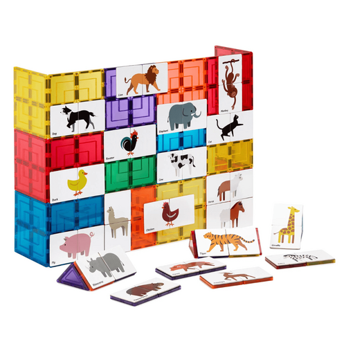 Learn & Grow toys - Magnetic Tile Toppers - Animal Duo Puzzle Pack