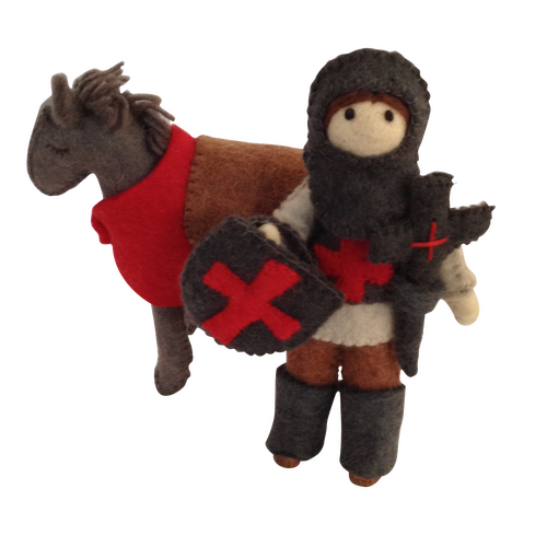 Papoose Toys - Felt Knight and Horse - Red