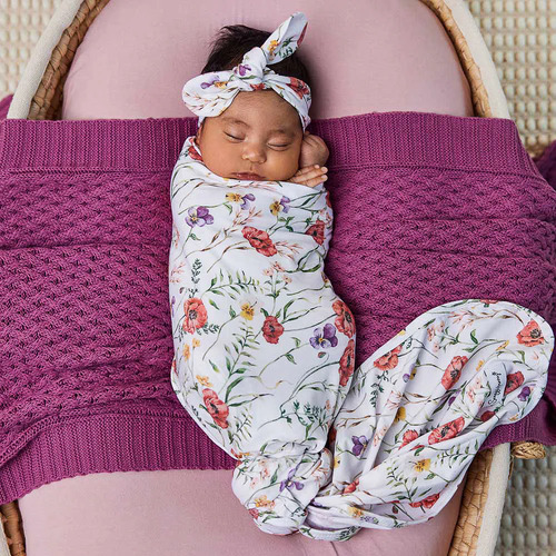 Snuggle Hunny - Meadow Organic Jersey Wrap & Topknot Set