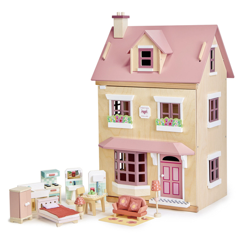 Tender Leaf Toys - Foxtail Villa with Furniture - Blush Roof