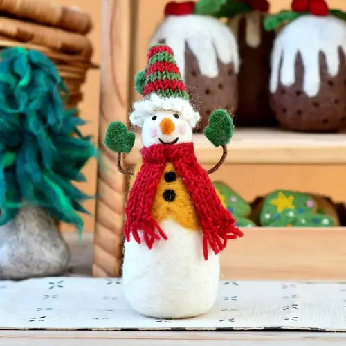 Tara Treasures - Felt Snowman with Knitted Hat