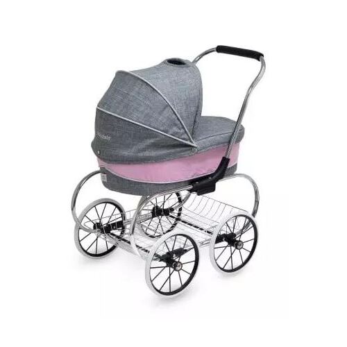 Princess Doll Pram - Pink/ Grey