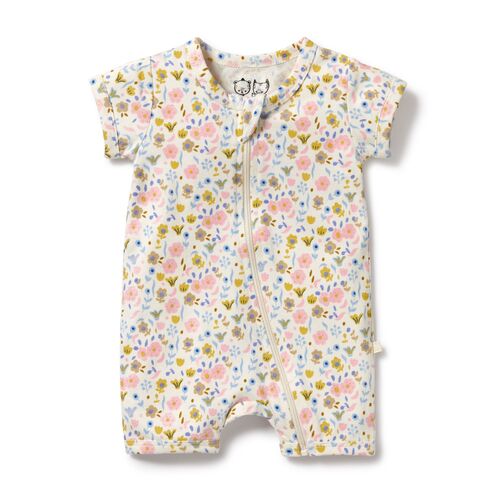 Wilson + Frenchy - Ava Floral Organic Boyleg Zipsuit [Size: 0 - 3 Months]