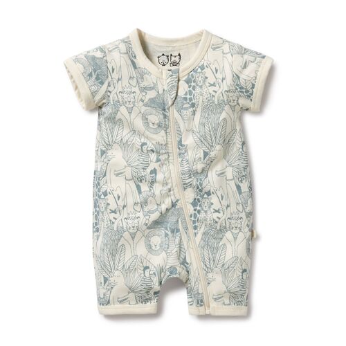 Wilson + Frenchy - Hello Friends Organic Boyleg Zipsuit [Size: 0 - 3 Months]