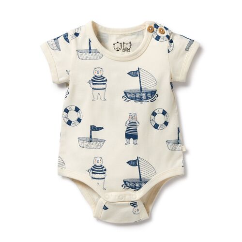 Wilson + Frenchy - Nautical Bear Organic Bodysuit [Size: 0 - 3 Months]